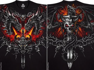 Рисунки на футболках из этой серии сложно объяснить с точки зрения науки... Это мир вне нашего понимания, мир мистики и чудовищ, демонов и драконов... это мир футболок для тех кто верит в чудеса.Яркие рисунки футболок, футболки из облегченного спортивного хлопка. Как обычно у футболок нет швов, рисунок нанесен на футболку по специальной технологии: не прощупывается и не выгорает.